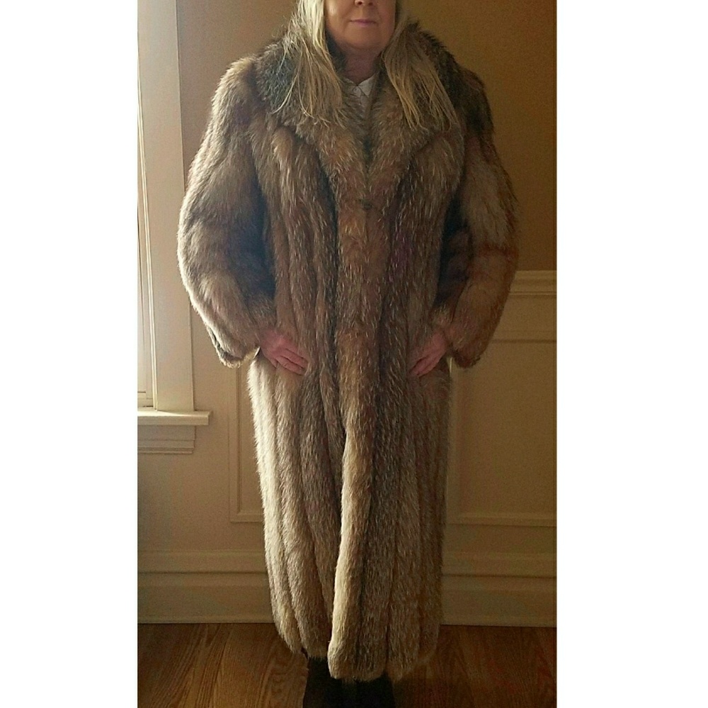 Long brown fur coat